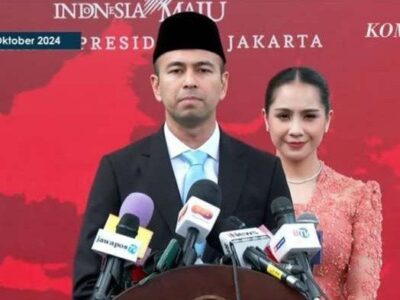 Hasil tangkapan layar siaran langsung Kompas TV saat Raffi Ahmad dilantik oleh Presiden Prabowo sebagai Utusan Khusus Presiden.