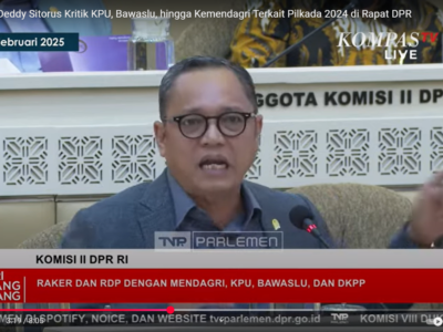 Anggota Komisi II DPR RI Fraksi PDI Perjuangan, Deddy Sitorus, dalam RDP dengan Mendagri, KPU, Bawaslu, dan DKPP RI di Gedung Parlemen Senayan Jakarta kemarin Kamis (27/2/2025).