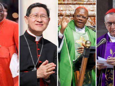 Kandidat pengganti Paus Fransiskus. Dari kiri ke kanan : Peter Kodwo Appiah Turkson, Luis Antonio Gokim Tagle , Fridolin Ambongo Besungu dan Pietro Parolin. Foto : dari berbagai sumber.