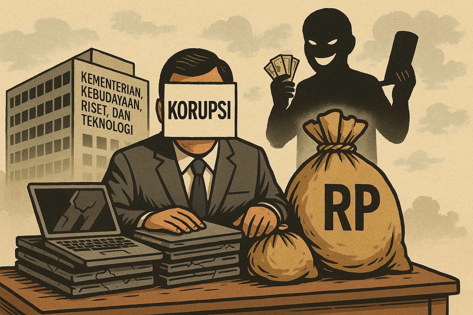 Ilustrasi Korupsi di Kemendikbud Ristek yang merugikan negara sekitar 10 T.