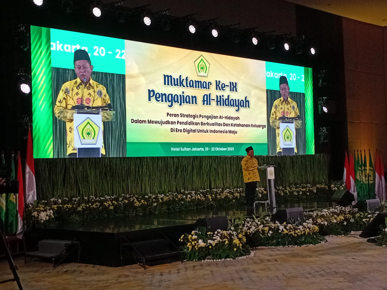 Sekjen Partai Golkar saat menyampaikan sambutan dalam sisi penutupan Muktamar Al Hidayah yang digelar di Jakarta (20-22/10/2025)